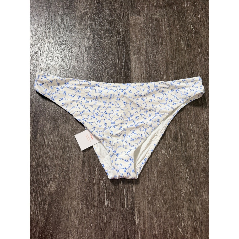Andie Swim Symi Bikini Bottom Women XXXL White Blue Floral High Waist High Cut